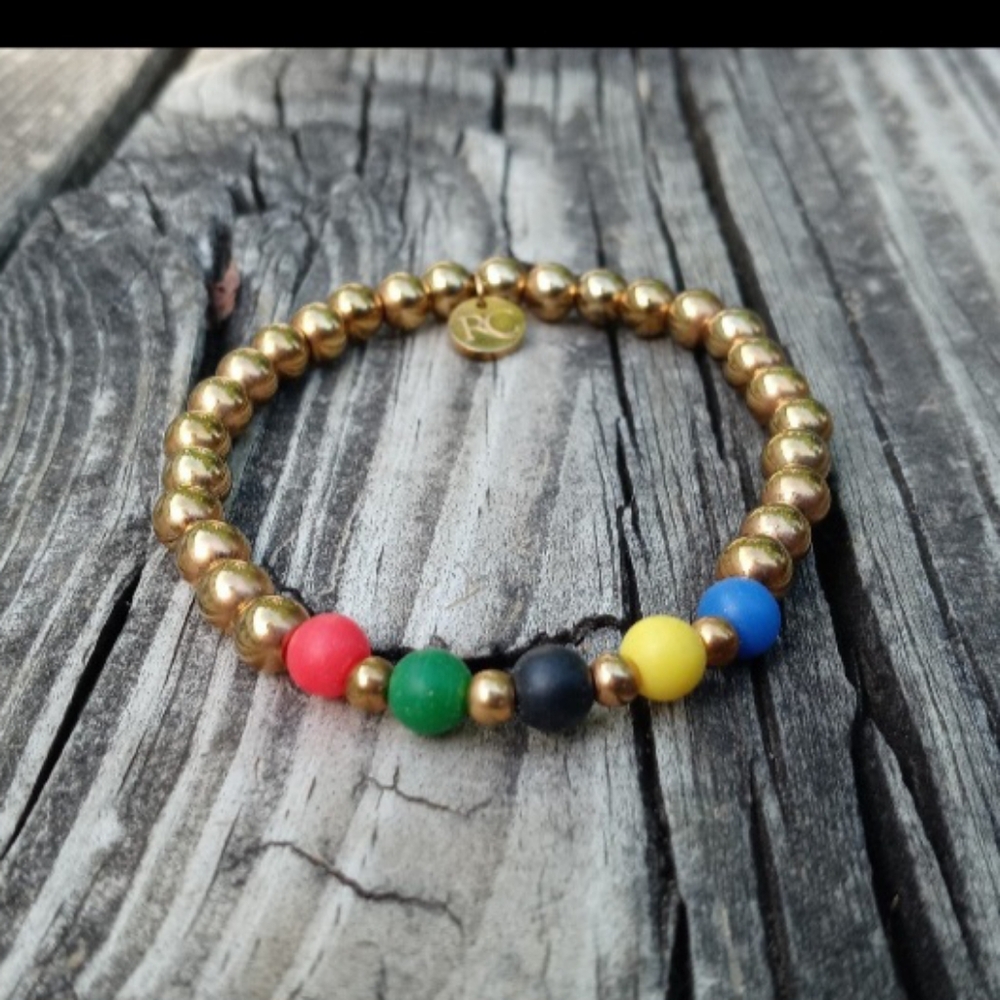 Rustic Cuff Bracelet Ireland Multicolor Silicone Metal Gold Spacers RC